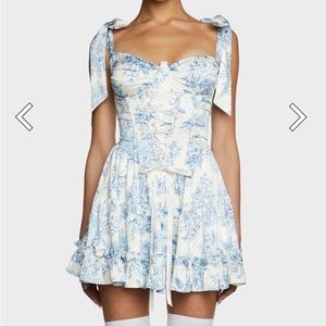 Dolls Kill Holding Court mini dress in blue toile